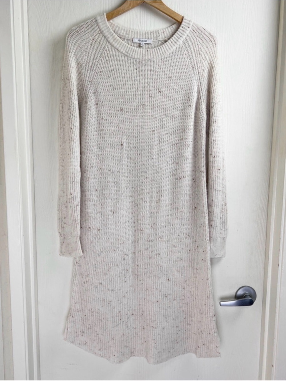 Madewell Cream Speckled Knit Sweater Dress
